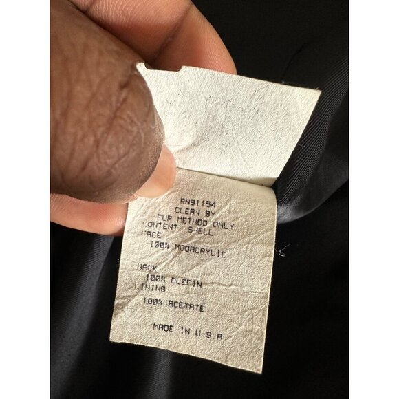 Scandinavian Faux Fur Coat Oversized Grey Striped Fox Mob wife Trim Sz 1X 90s - Picture 8 of 14